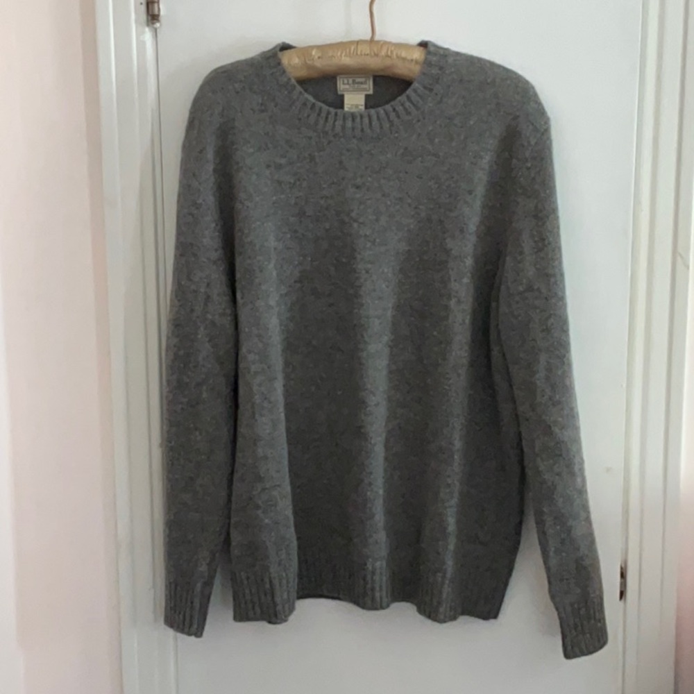 Men’s XL L.L. Bean 100%Shetland Wool Crewneck Pullover Sweater Gray
